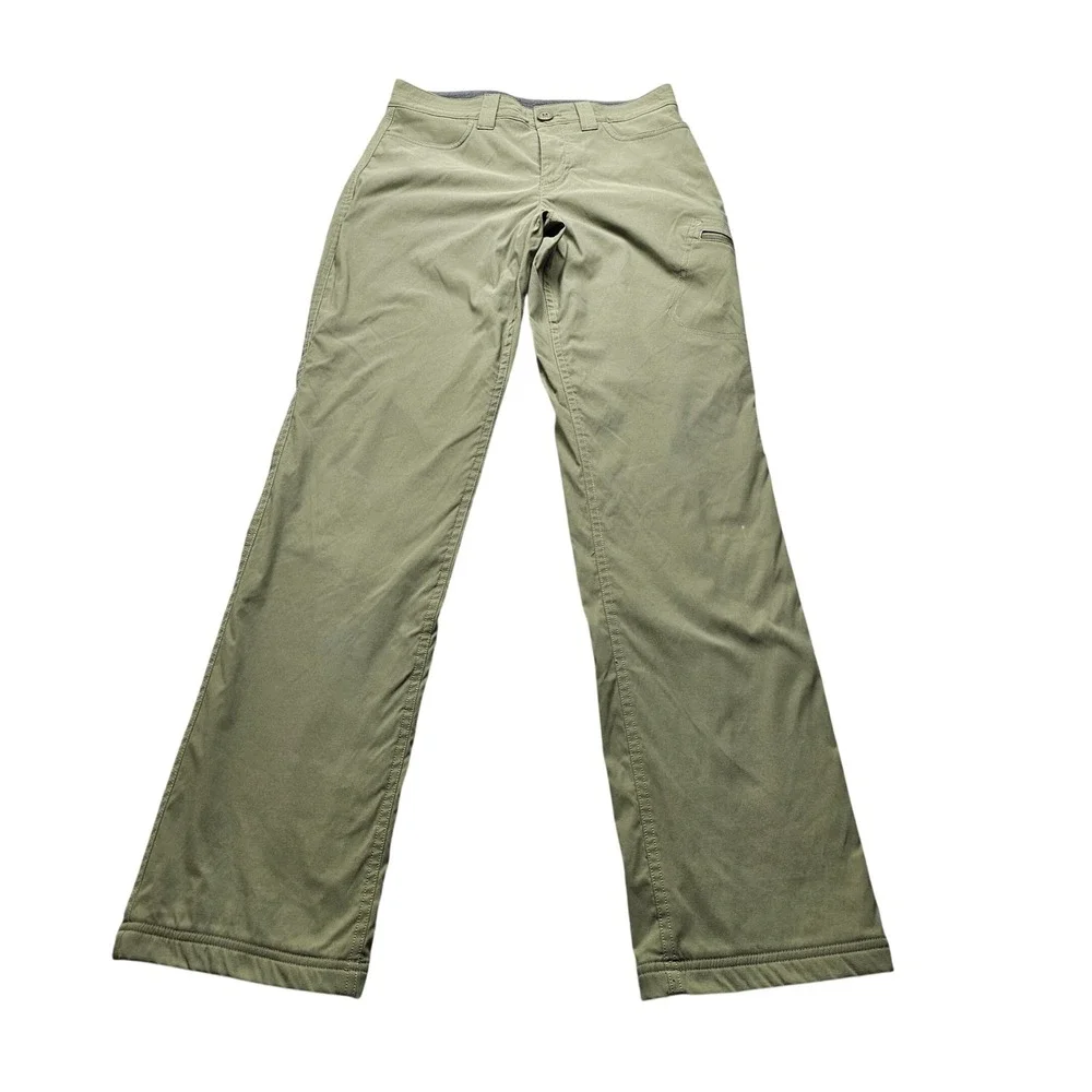 Eddie Bauer First Ascent Guide Pants Womens 2 Olive Green Fleece Lined Hiking